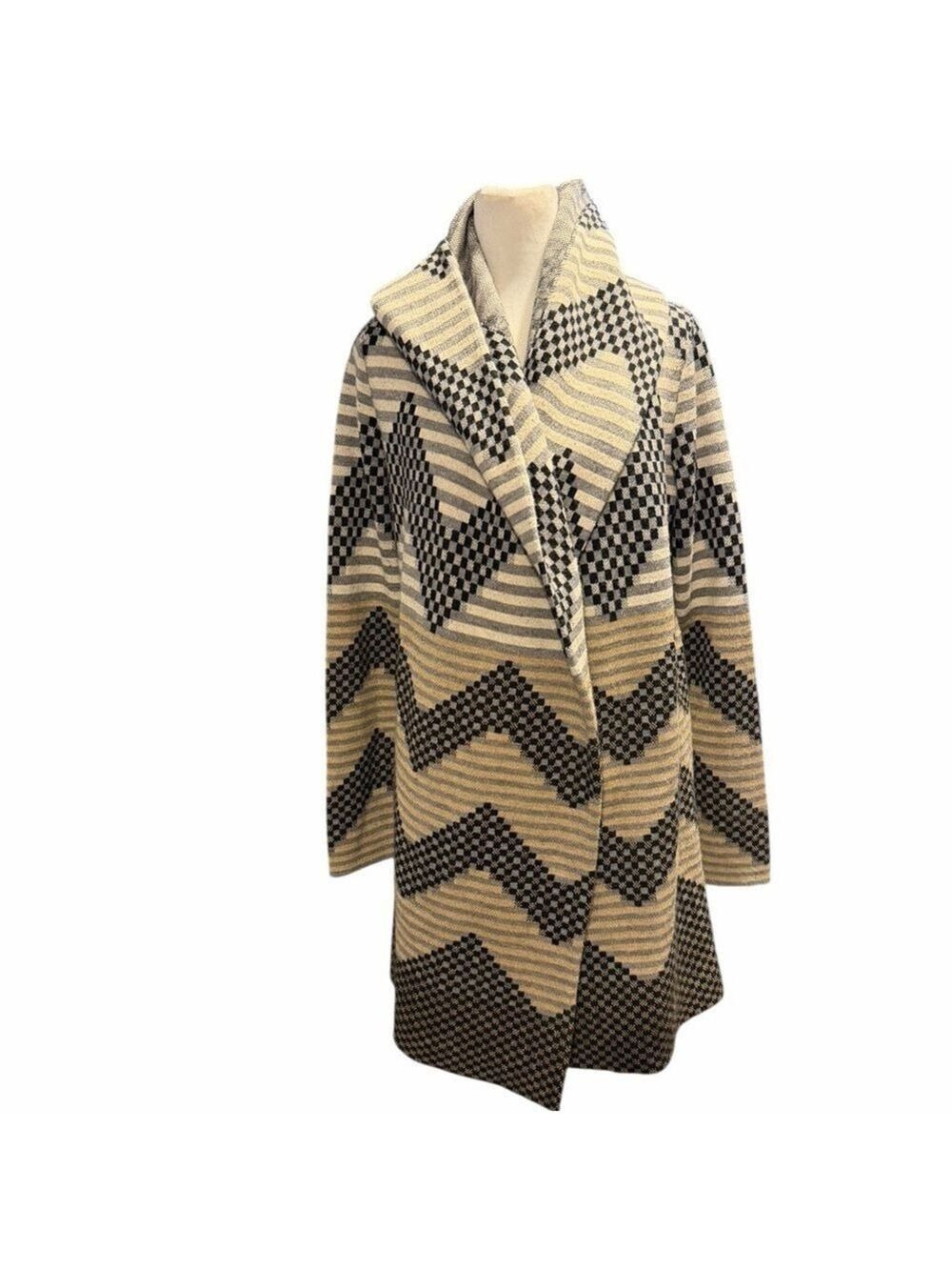 Anthropologie Field & Flower Long Hooded Sweater Coat Oversized Hood Belt Sz S - Picture 6 of 9